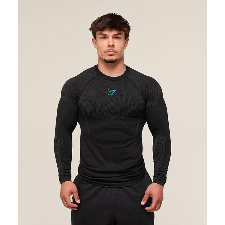 Men Gym Long Sleeves T-Shirt, Comfortable Quick Dry Sportswear for Male, Workouts Fitness Tops, Athletic Tight Shirt