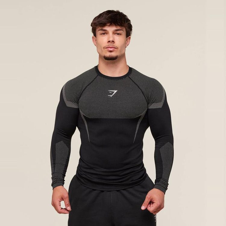 Men Gym Long Sleeves T-Shirt, Comfortable Quick Dry Sportswear for Male, Workouts Fitness Tops, Athletic Tight Shirt