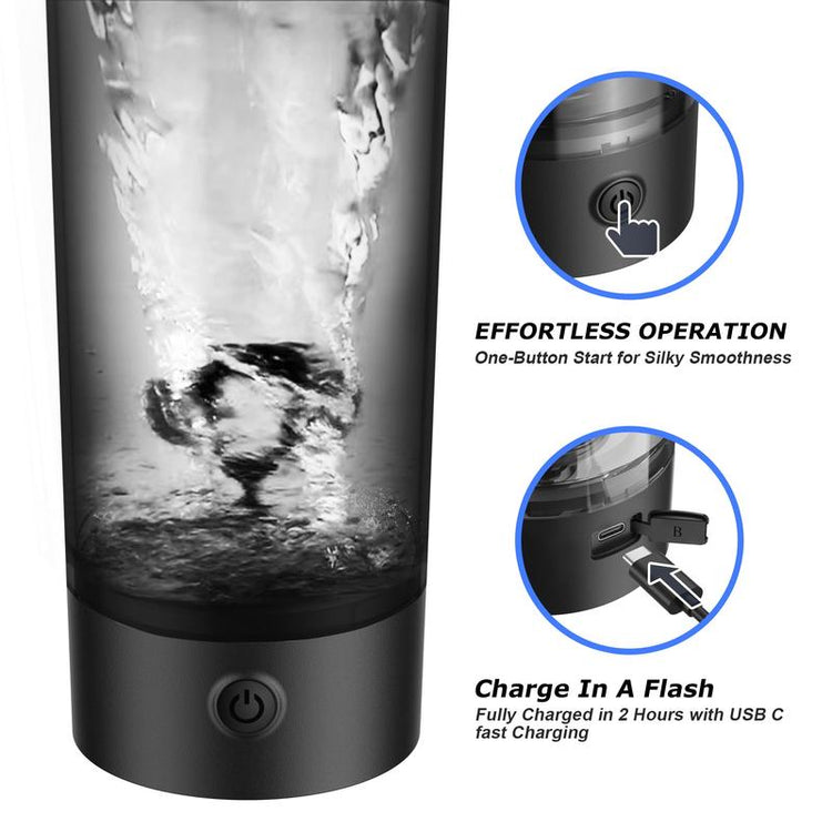 Zongym Electric Protein Shaker Bottle, 22Oz Blender for Mixing Protein, Gym Portable Cup, and Cocktails, BPA Free Self Stirring Shaker with Waterproof Design in Sleek Black