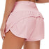 Women High Waisted Back Pocket Yoga Shorts Double Layer Running Yoga Sports Shorts