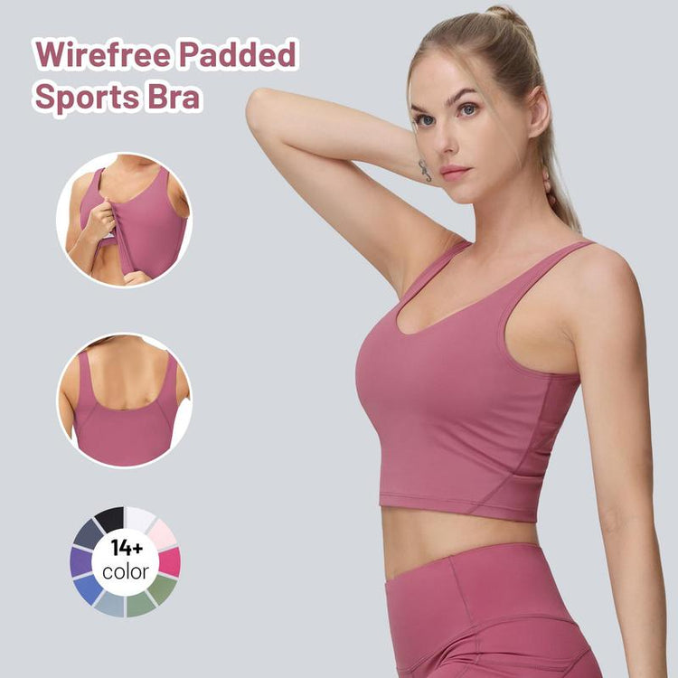 THE GYM PEOPLE Sports Bra for Women Longline Padded Bra Yoga Crop Tank Tops Fitness Workout Running Top Tiktokshopbacktoschool Summer Athletic Wear