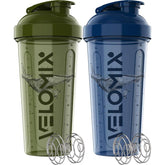VELOMIX - 2 Pack 28 Oz Protein Shaker Bottles with 2X Wire Whisk & Leak Proof Shaker Cups for Protein Shakes - 100% Leak Proof Design