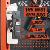 Black Magnetic Water Bottle Sleeve Bag with Large Phone Holder for Gym | Attach to Any Gym Equipment | Smartphone Accessory - Cellphone