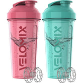 VELOMIX - 2 Pack 28 Oz Protein Shaker Bottles with 2X Wire Whisk & Leak Proof Shaker Cups for Protein Shakes - 100% Leak Proof Design