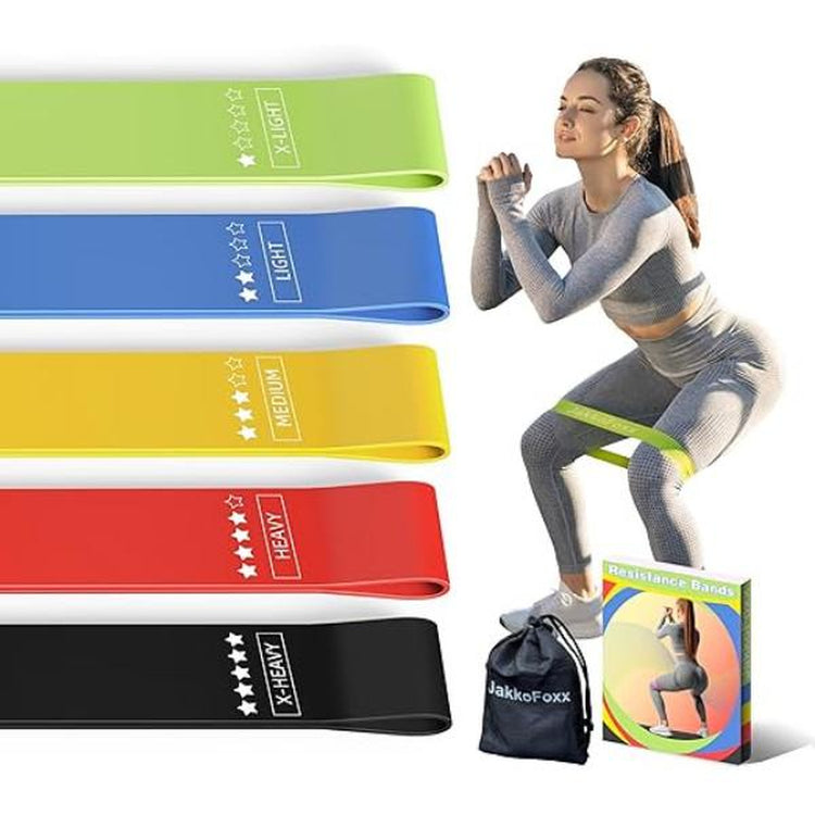 JAKKOFOXX Resistance Loop Exercise Bands - Set of 5 for Home Fitness, Strength Training, Physical Therapy and Stretching
