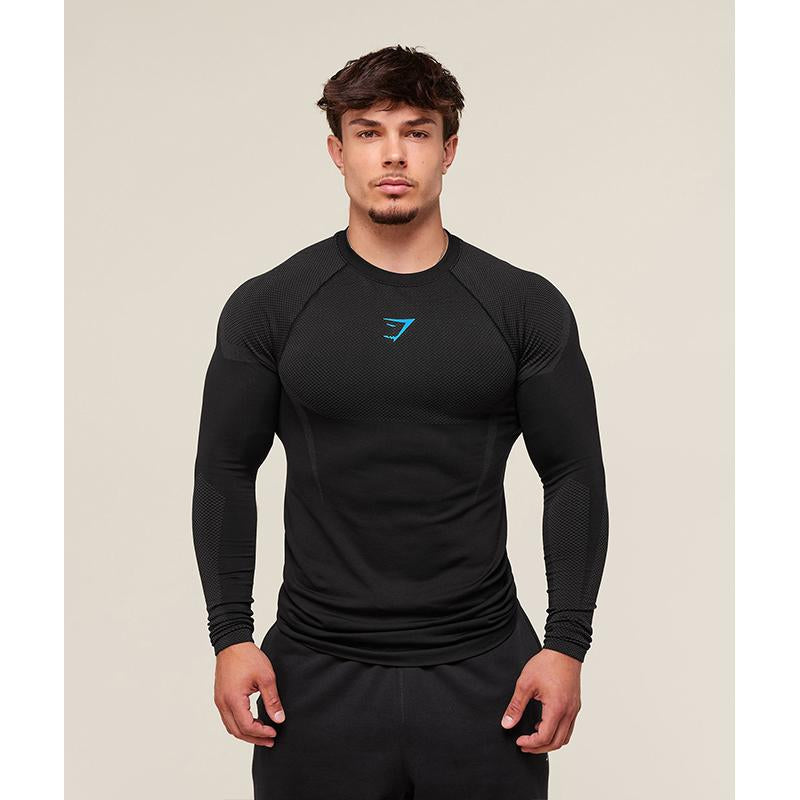 Men Gym Long Sleeves T-Shirt, Comfortable Quick Dry Sportswear for Male, Workouts Fitness Tops, Athletic Tight Shirt