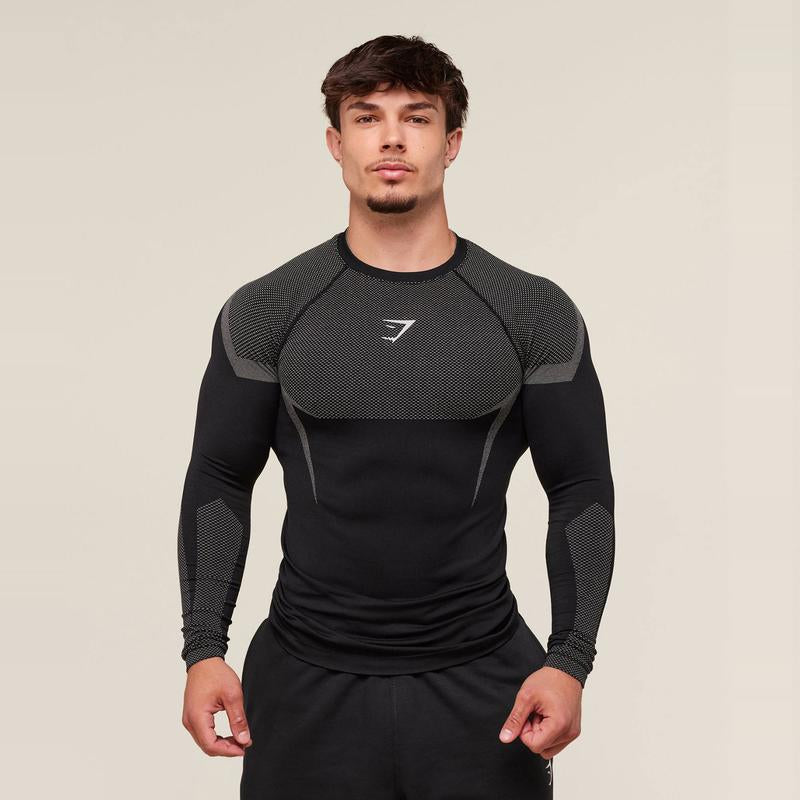 Men Gym Long Sleeves T-Shirt, Comfortable Quick Dry Sportswear for Male, Workouts Fitness Tops, Athletic Tight Shirt