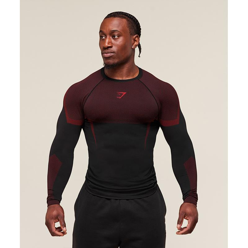 Men Gym Long Sleeves T-Shirt, Comfortable Quick Dry Sportswear for Male, Workouts Fitness Tops, Athletic Tight Shirt