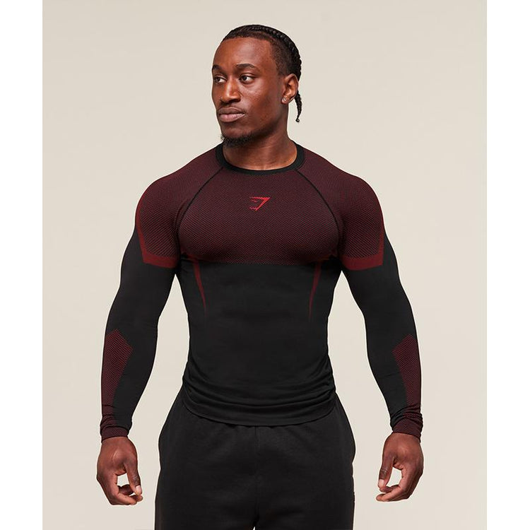 Men Gym Long Sleeves T-Shirt, Comfortable Quick Dry Sportswear for Male, Workouts Fitness Tops, Athletic Tight Shirt
