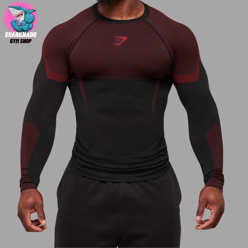 Men Gym Long Sleeves T-Shirt, Comfortable Quick Dry Sportswear for Male, Workouts Fitness Tops, Athletic Tight Shirt