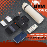 Black Magnetic Water Bottle Sleeve Bag with Large Phone Holder for Gym | Attach to Any Gym Equipment | Smartphone Accessory - Cellphone