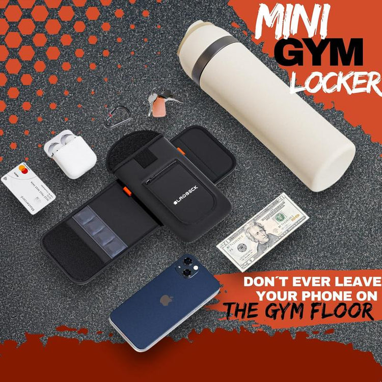 Black Magnetic Water Bottle Sleeve Bag with Large Phone Holder for Gym | Attach to Any Gym Equipment | Smartphone Accessory - Cellphone