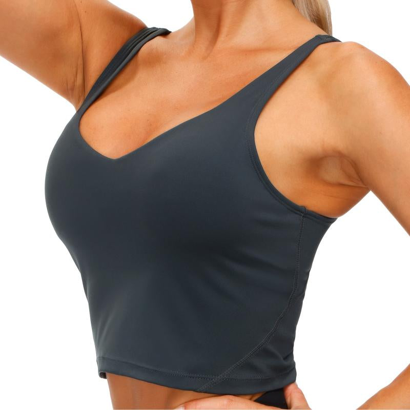 THE GYM PEOPLE Sports Bra for Women Longline Padded Bra Yoga Crop Tank Tops Fitness Workout Running Top Tiktokshopbacktoschool Summer Athletic Wear